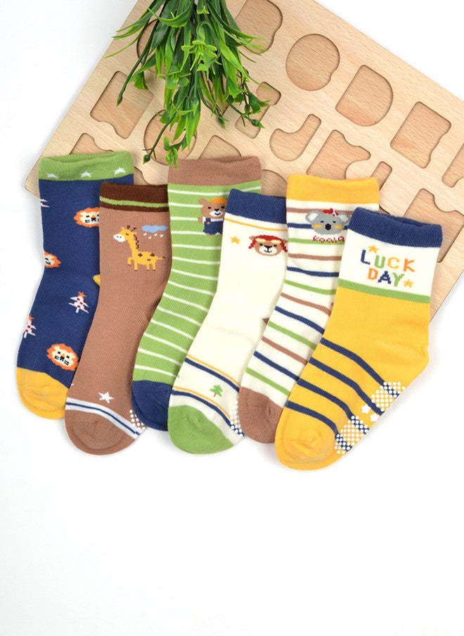 FOOTPRINTS FOOTPRINT 6 Pairs Infant Kids Unisex Multi-Colored Ankle-Length Assorted Antiskid Cotton Socks - Image 1